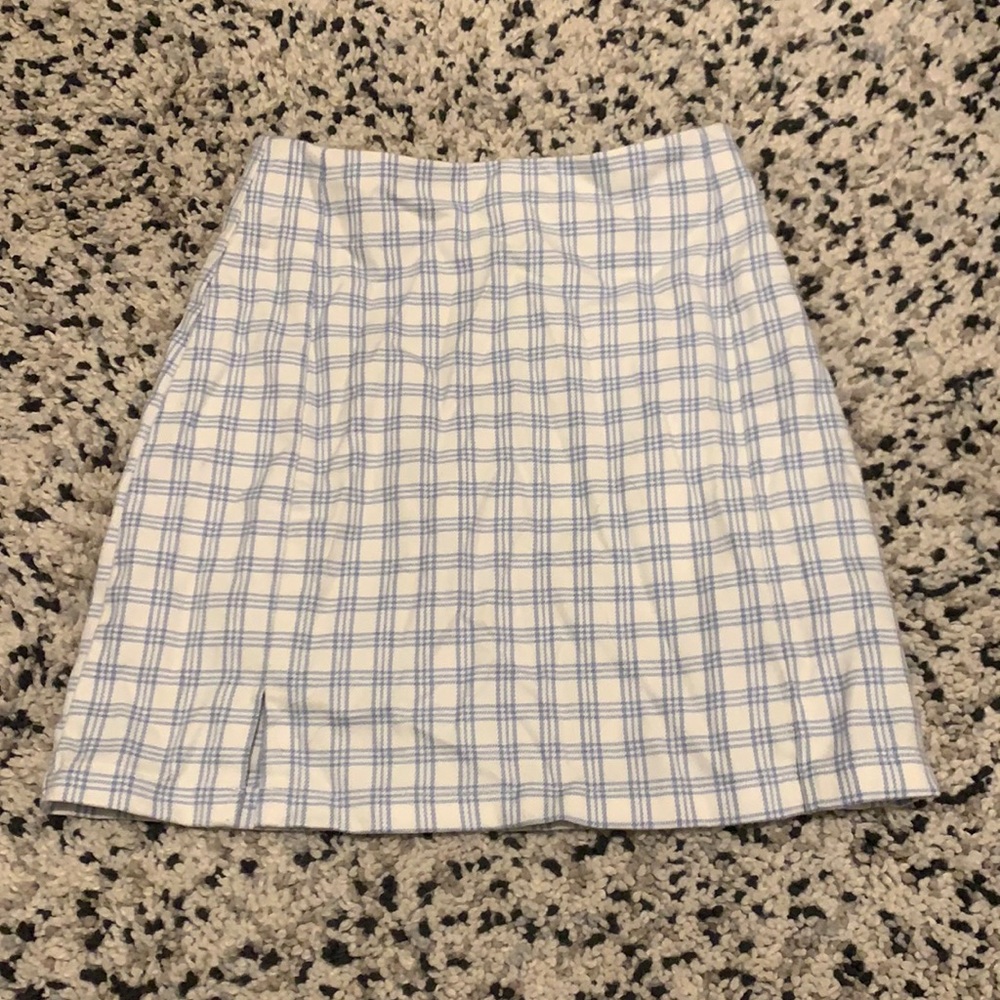 blue checkered mini skirt